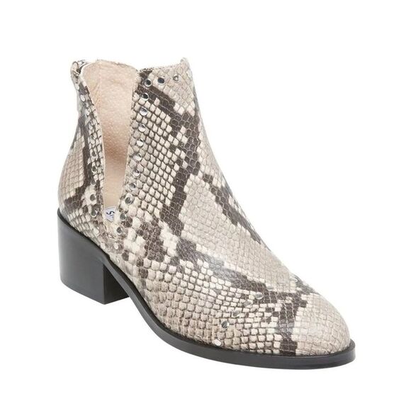 Steve Madden size 5.5  style Conspire snakeskin zip back 2” heel silver studs - Picture 1 of 10